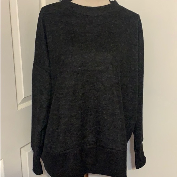 CHERISH CHARCOAL BRUSHED KNIT PULLOVER TOP - Picture 3 of 8